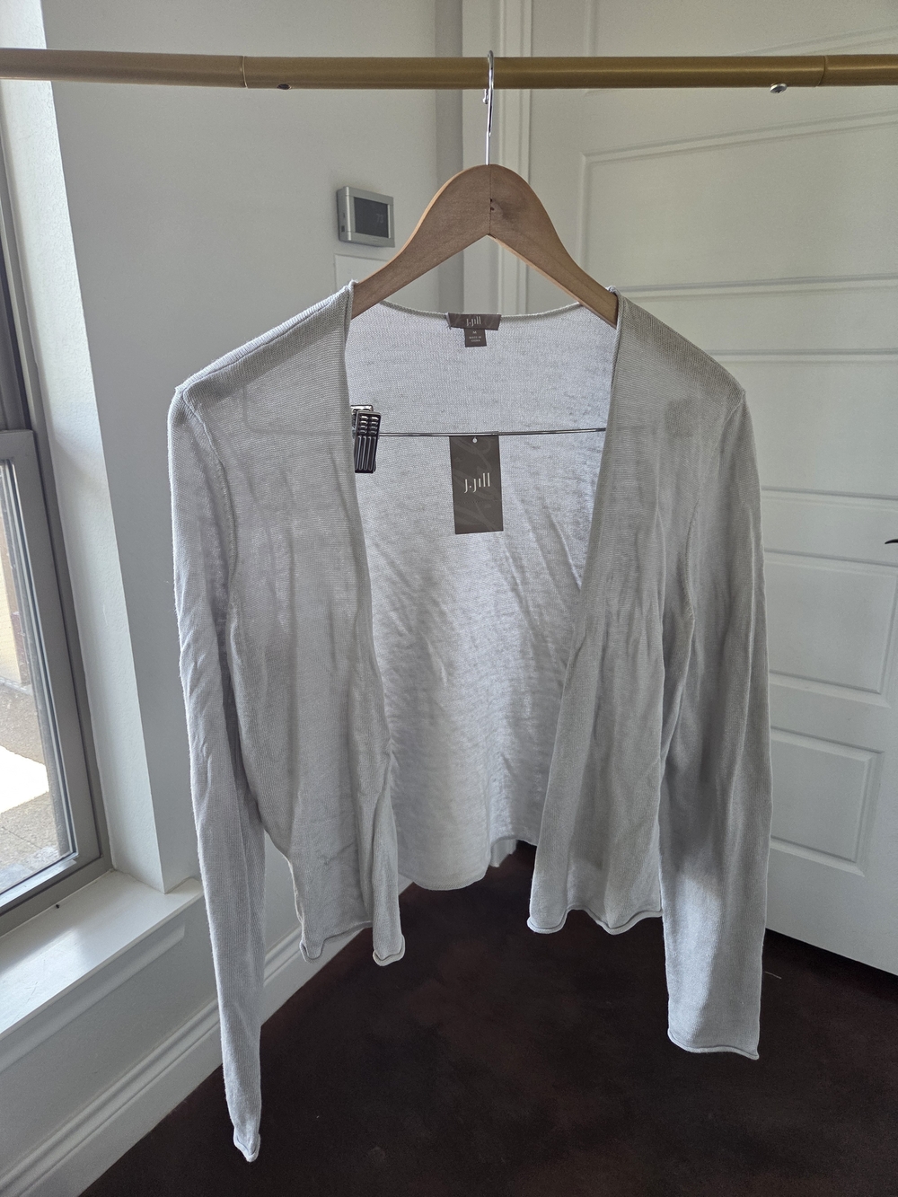 J. Jill Light Gray Open-Front Lightweight Cardigan - NEW WITH TAG